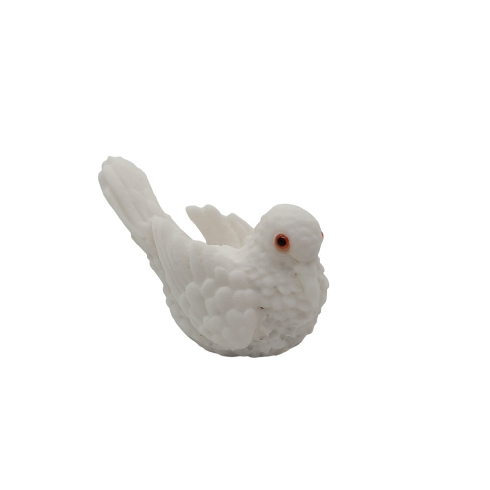 Norleans Italy Alabaster Bird Figurine White Dove Red Eyes Vintage Hand Made